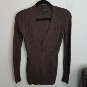 Brown wool v neck sweater